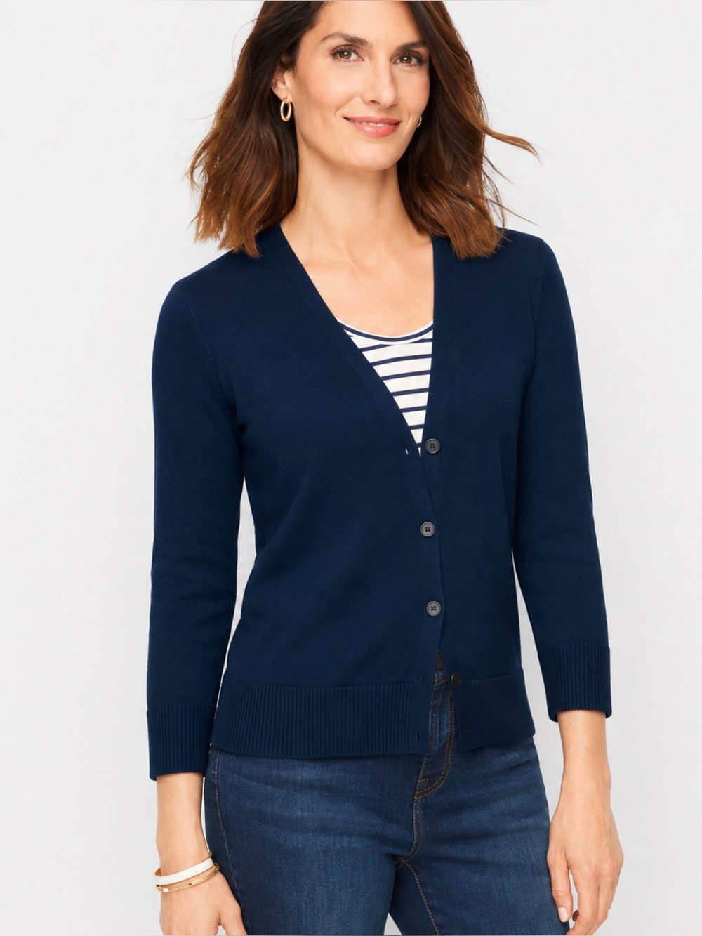 Talbots Navy V Neck‎ Cardigan Sweater